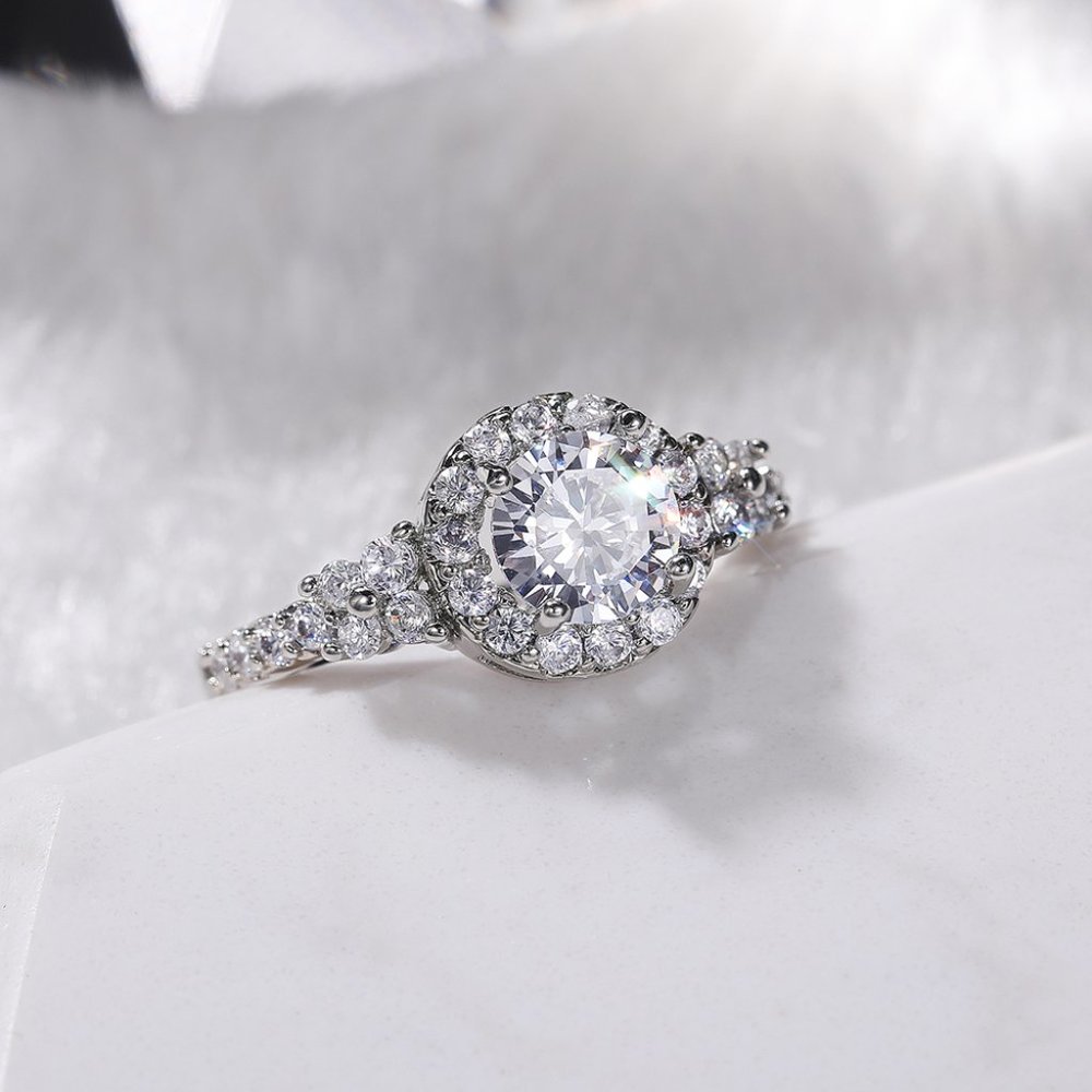 Classic Engagement Anillos Pure CZ Wedding Beautiful Ring for Women, L101 - Picture 6 of 7